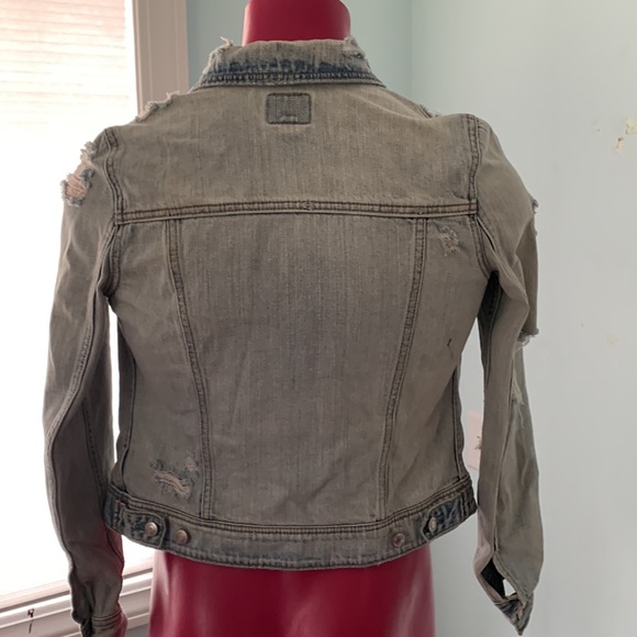 American Eagle outfitter distressed jean jacket SZ; S - Picture 2 of 3